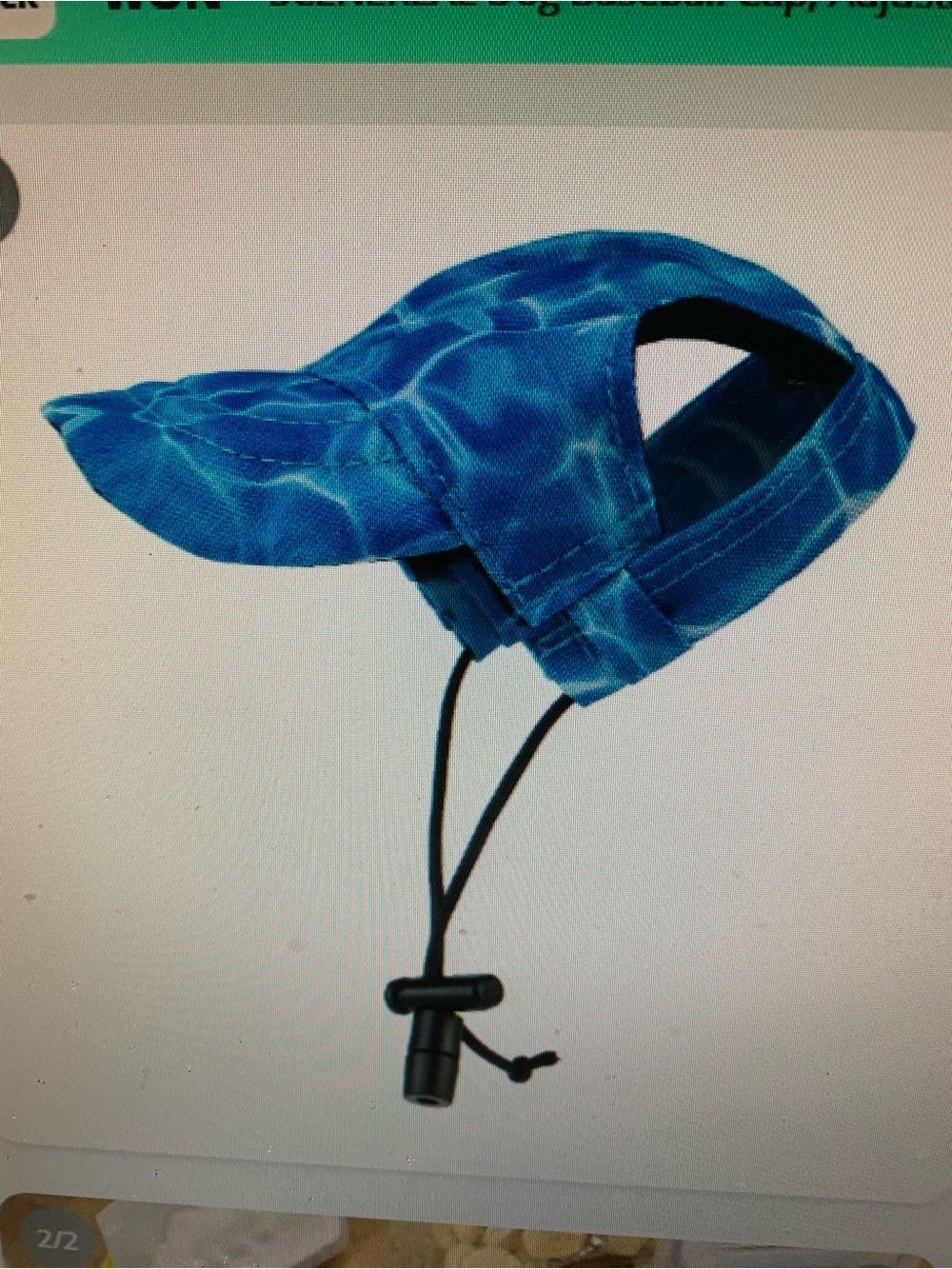 Blue Water-Print Adjustable Visor Hat. Scenereal dog baseball cap